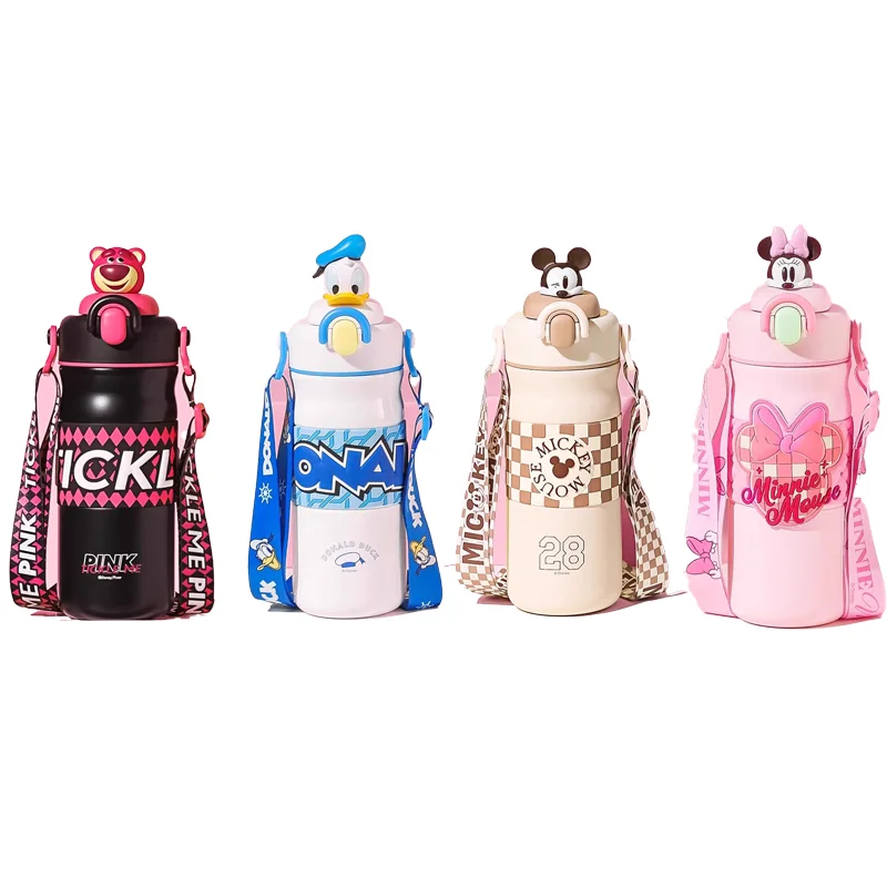 

540 мл фирменный детский термос Disney Co, соломенная бутылка для воды, подходит для учащихся начальной школы, большая емкость, легко носить с собой