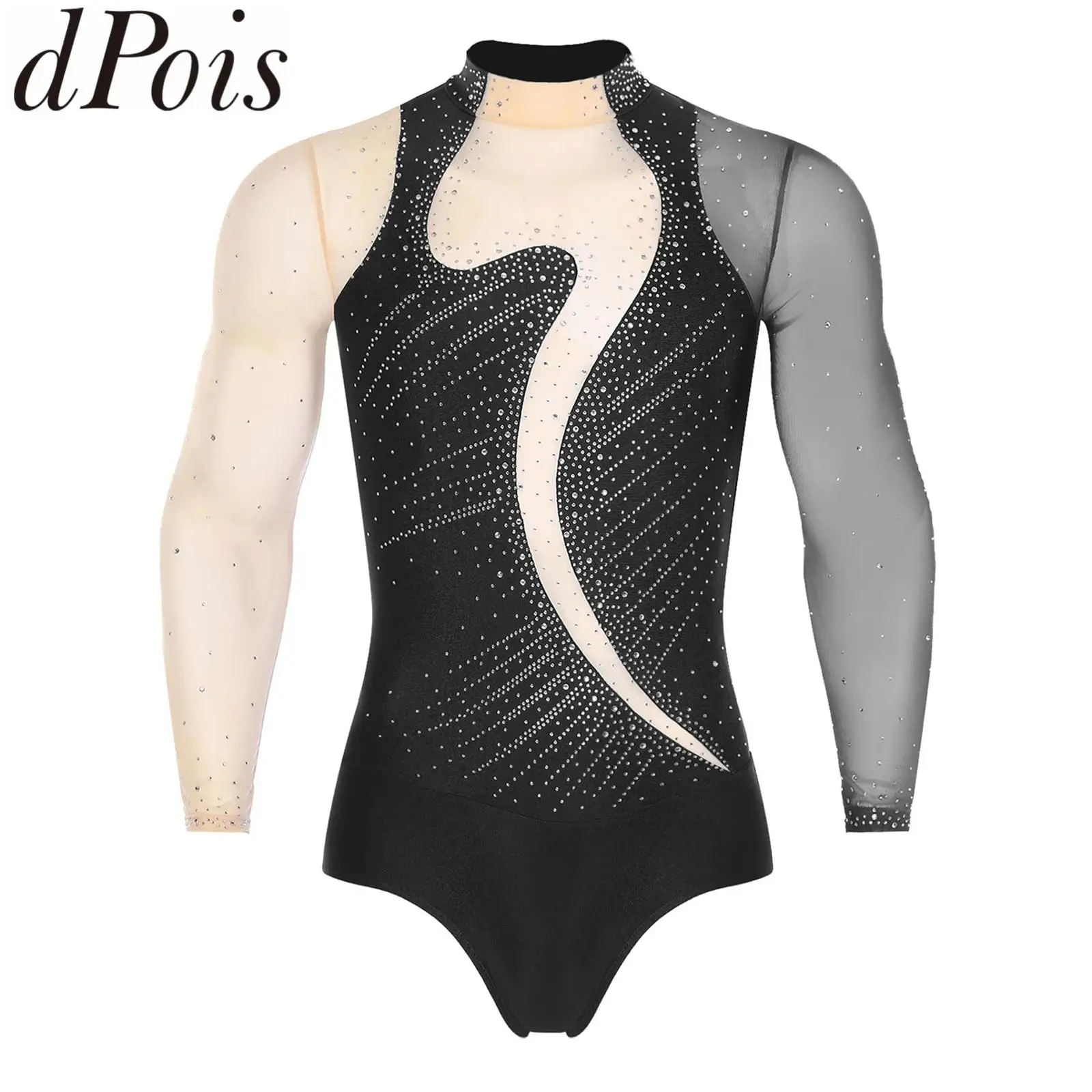 الرجال الشكل التزلج أداء ثياب الكبار الجمباز الإيقاعي الرقص المنافسة حجر الراين ارتداءها أداء الرقص الباليه