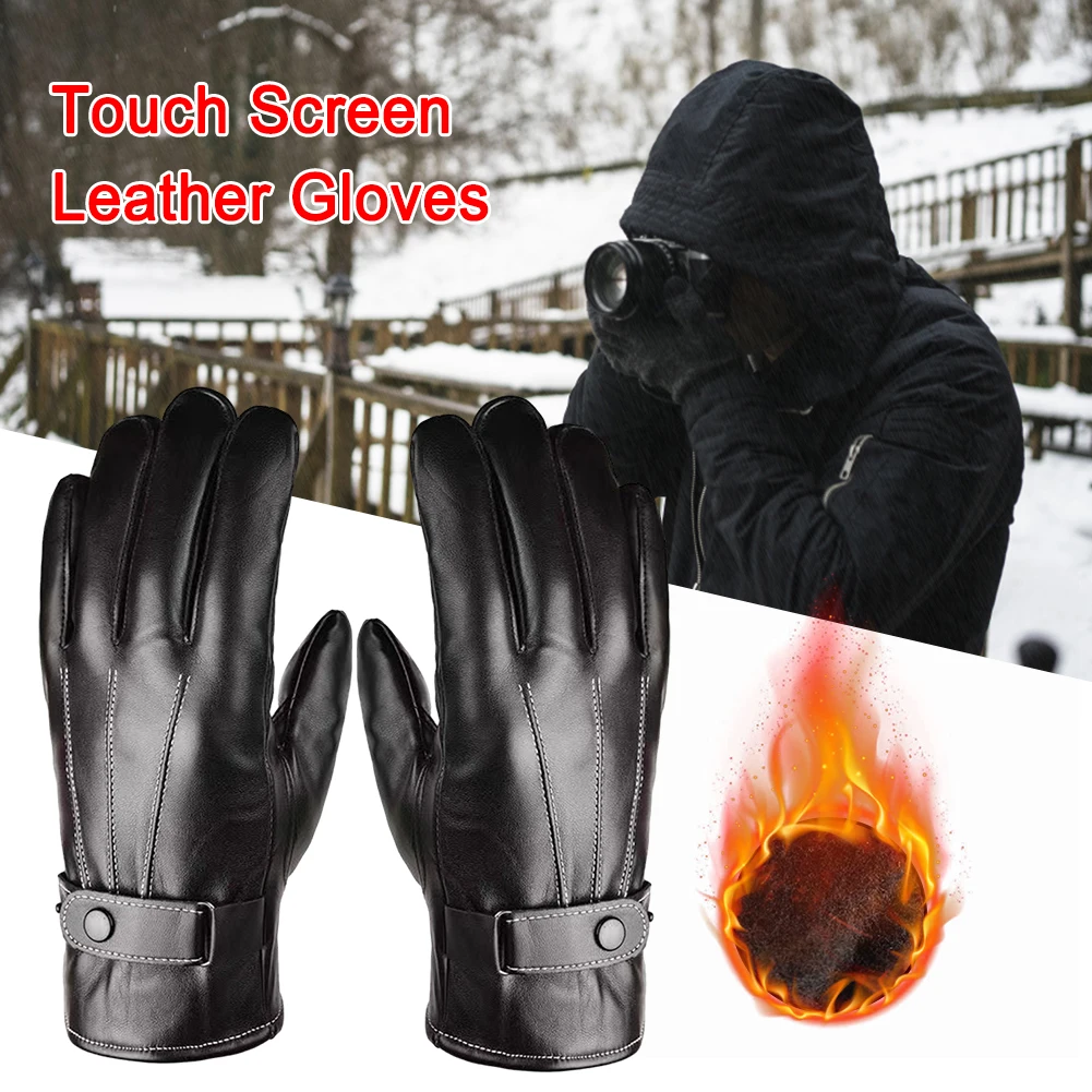 Guantes con pantalla táctil para hombre, protección impermeable, guantes para montar, cierre de botón ajustable para acampar, escalar, senderismo, deportes al aire libre