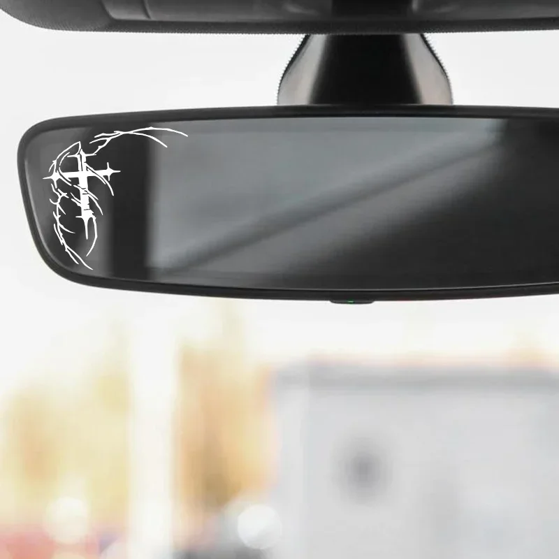 Thorn Cross Gothic Sticker 1pc Black White Self Adhesive Vinyl Decal for Car Window Body Personalization Device Decoration