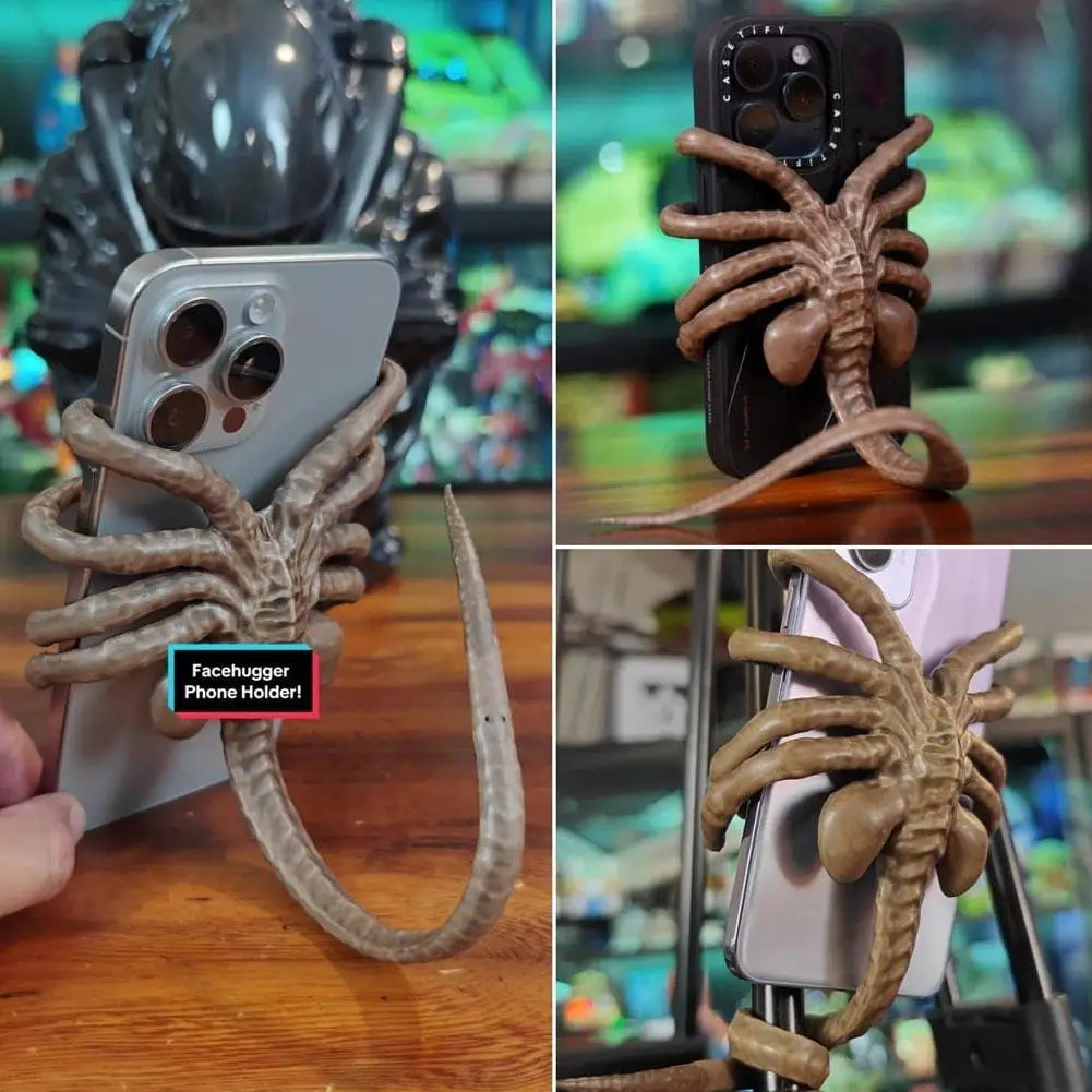 Romulus Phone Holder Facehugger Phone Holder Halloween Horror Decoration Props Desktop Phone Holder Stand