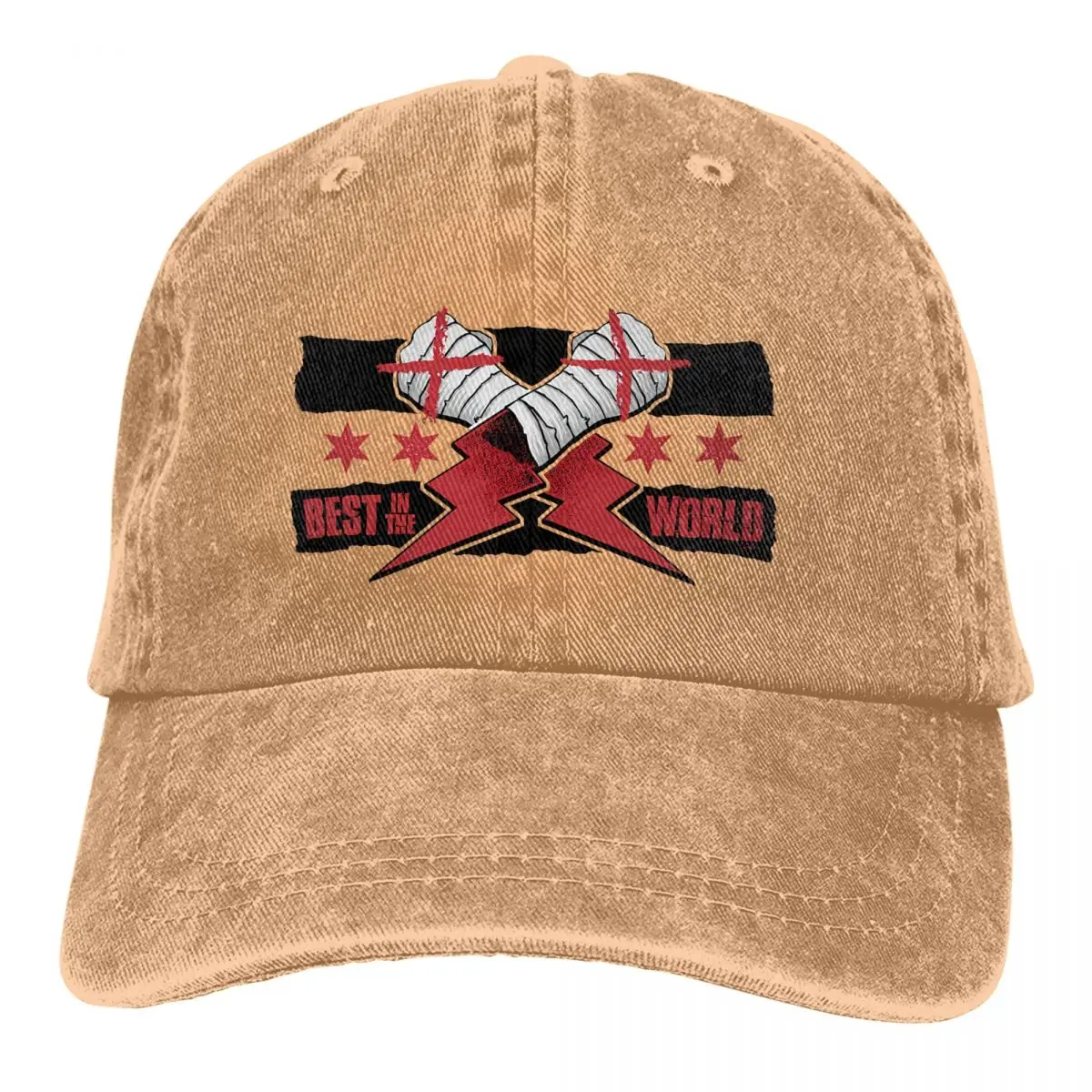 Washed Men's Baseball Cap Cm Punk Pro Wrestling Best In The World Trucker Snapback Caps Dad Hat Cm Punk Golf Hats