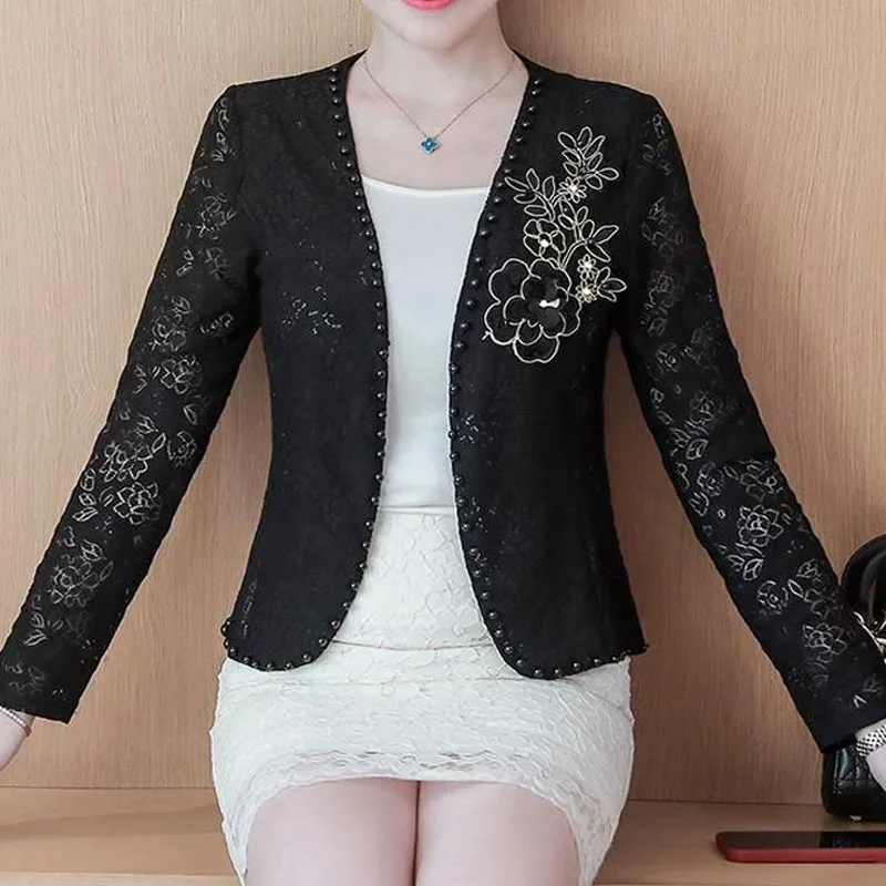 2023 Summer New Long Sleeve Hollow Out Lace Thin Temperament Women\'s Clothing Casual Korean Version Tops Sunscreen Cardigan