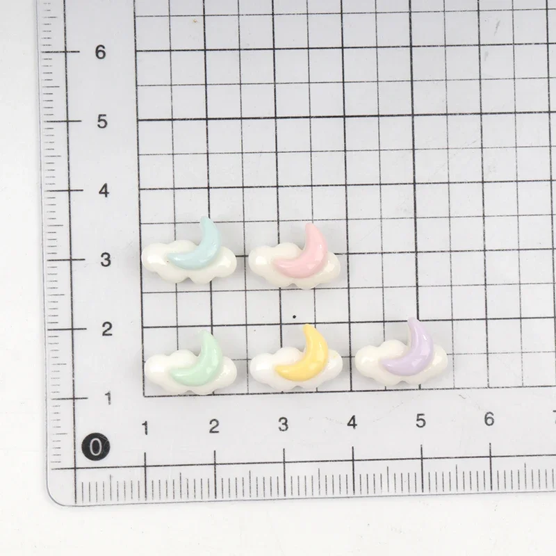 30Pcs/300pcs Cartoon Clouds Moon Rainbow Resin Flatback Cabochon Kawaii Crafts DIY Hair Bows Scrapbook Decoration Accessories