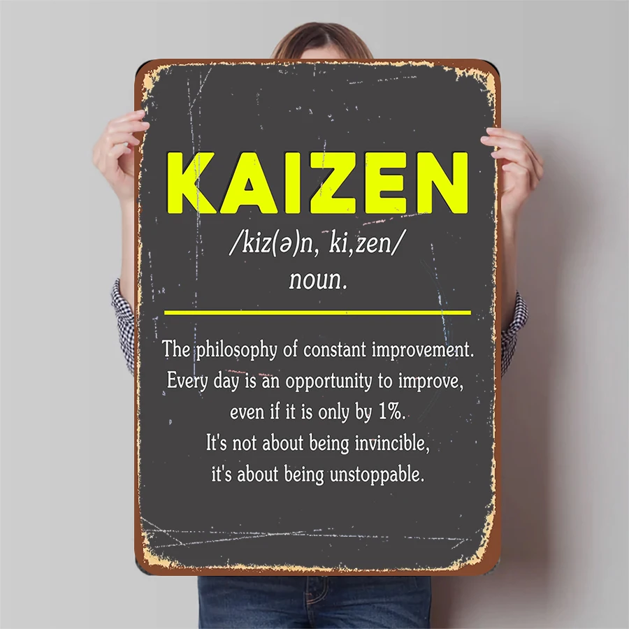 Kaizen Philosophy Metal Wall Art Inspirational Office Decor Motivational Business Improvement Poster