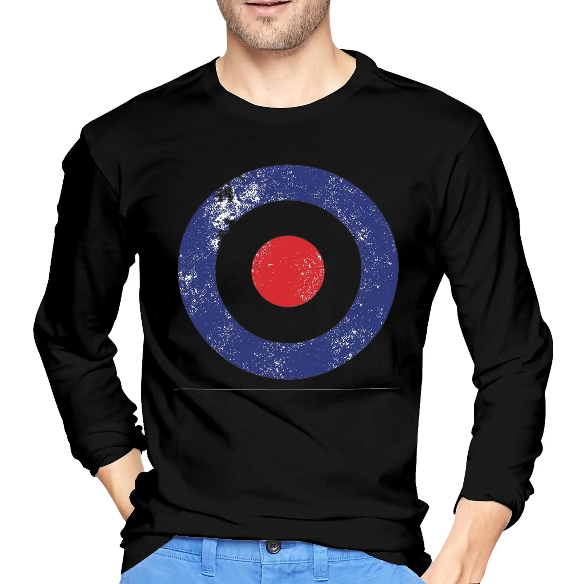 

RAF Type D Roundel-Mod Target Men's Long Sleeved T-shirt Fashion Round Neck T shirts Spring and Autumn Men tops