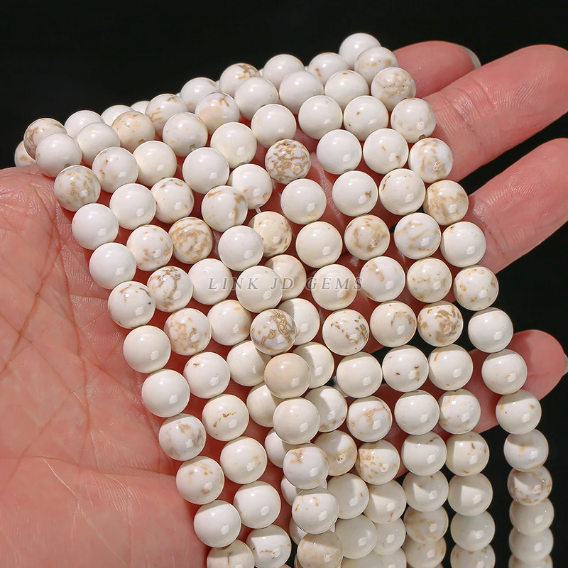1 Strand Natural Stone Magnesite Beads Round Loose Spacer Beads 6 8 10mm for Jewelry Making DIY Bracelet Necklace Accessories