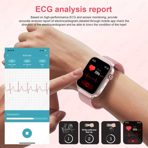 Imagen 2 del producto 2025 nuevo reloj inteligente ECG + PPG para mujer, frecuencia cardíaca, lípido en sangre, ácido úrico, rastreador de salud Menstrual para mujeres, relojes inteligentes para Android iOS