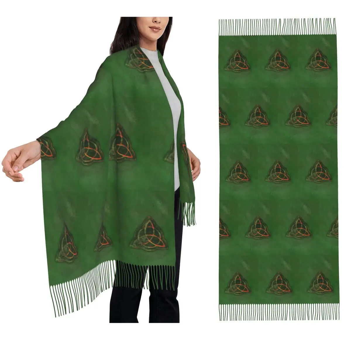 

Book Of Shadows - Charmed Triquetra Design Scarf Tassel Scarves Women Soft Warm Shawls and Wraps Long Fall Winter Shawl Wrap