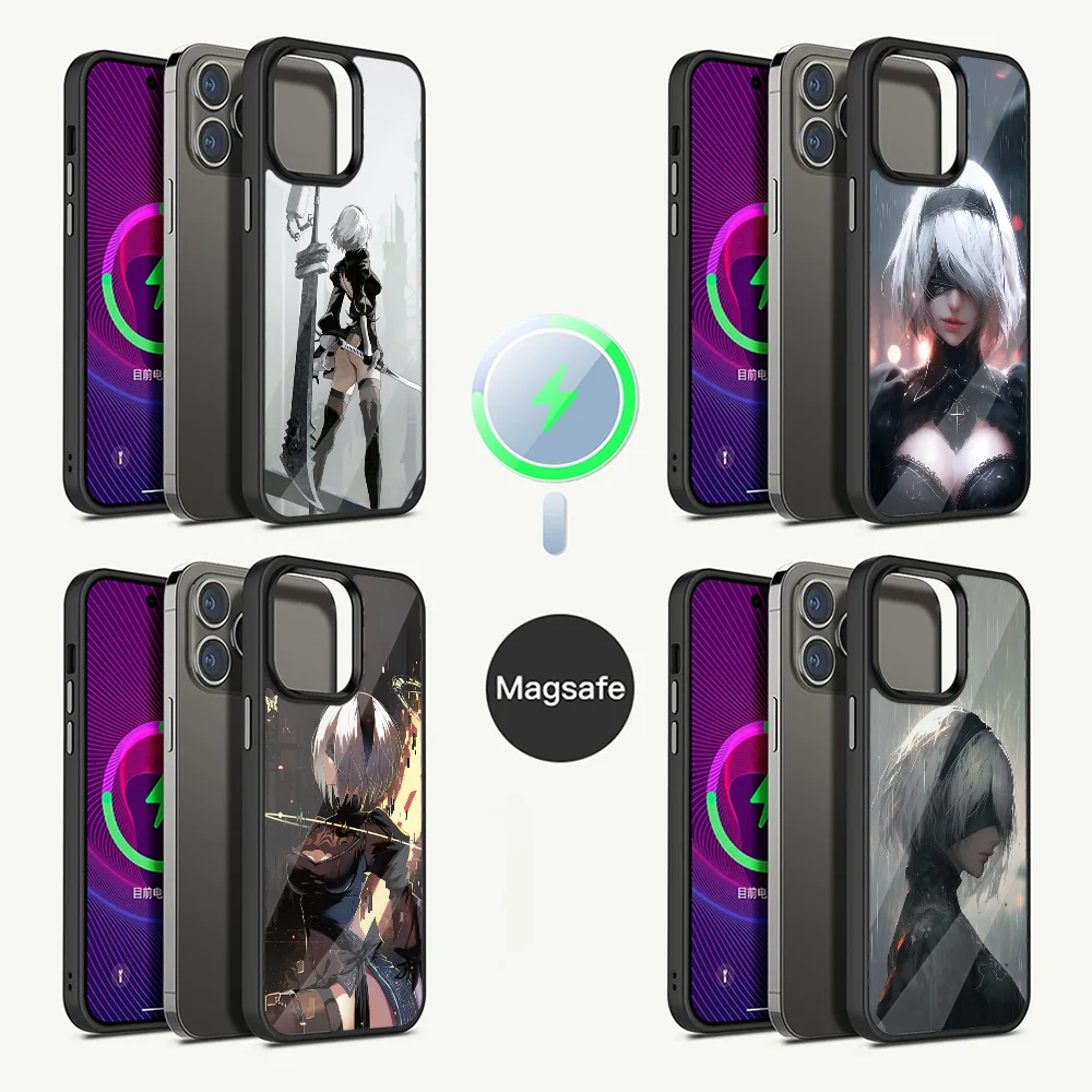 N-NieR 2B A- Automata Phone Case For iPhone 16,15,14,13,12,11,Plus,Pro,Max Mini Magsafe Magnetic Wireless Charging