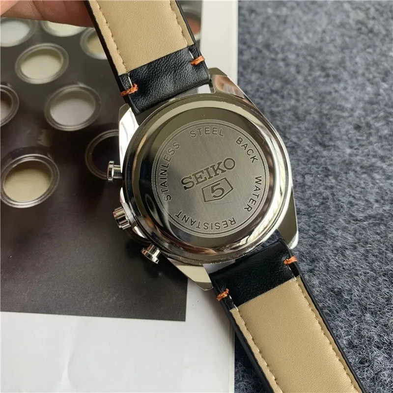 Seiko Flight Chronograph Steel Band Black Dial Men's Watch Men's Best Gift AA