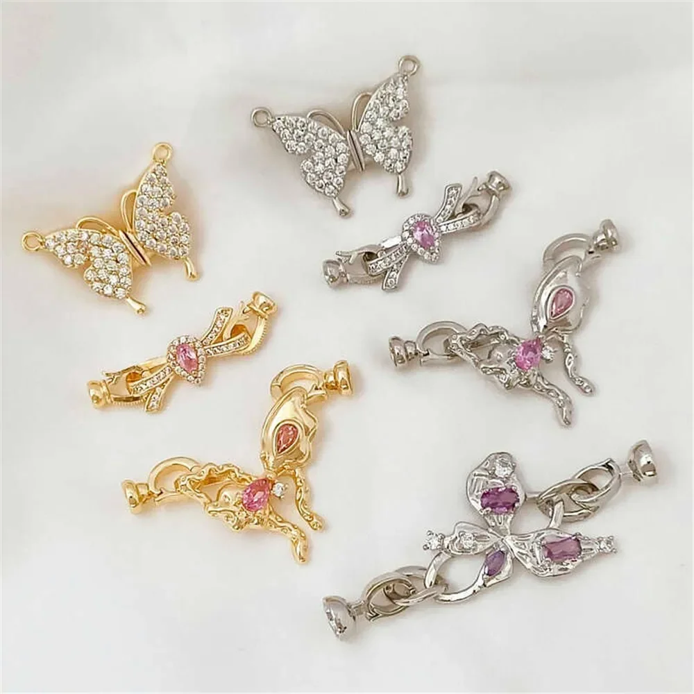 

14K Gold-plated Butterfly Sweater Chain Buckle, Pearl Necklace Buckle, DIY Accessory, Bracelet Buckle, Connecting Buckle