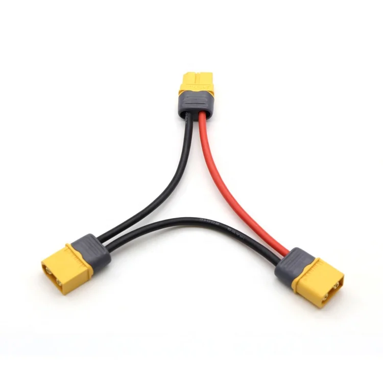 20PCS Amass XT60H Series 12AWG Battery Connector Wire Dual Extension Y Splitter Cable For RC Lipo Battery XT60 RC Airplane Parts