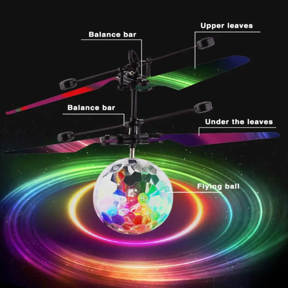 มือควบคุมเซ็นเซอร์อินฟราเรด Fly ของเล่น Light Up Induction เครื่องบิน Mini Drone ของเล่นบินคริสตัลบอล Light Up Ball Drone