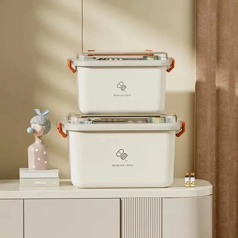 Portable Medicine Box Large Capacity Home Furniture Living Room Glove Box Home Emergency Medicine Box Multi-Layer Storage Box