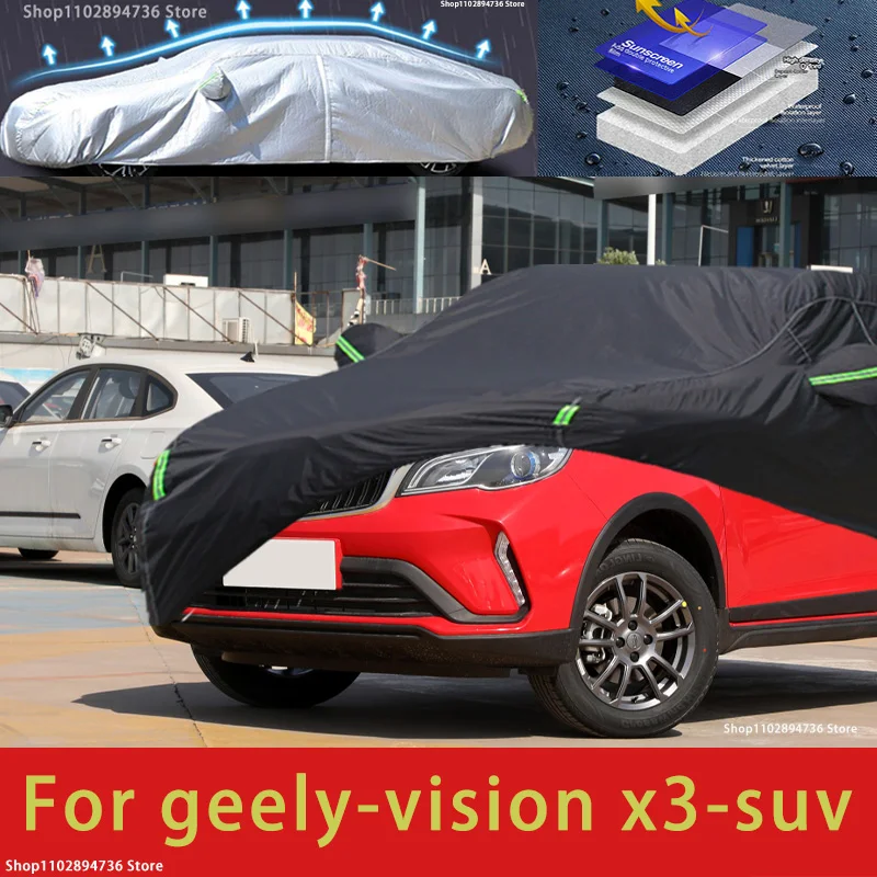 

Чехол для автомобиля Geely Vision X3, черный водонепроницаемый пыленепроницаемый чехол для защиты от снега и солнца