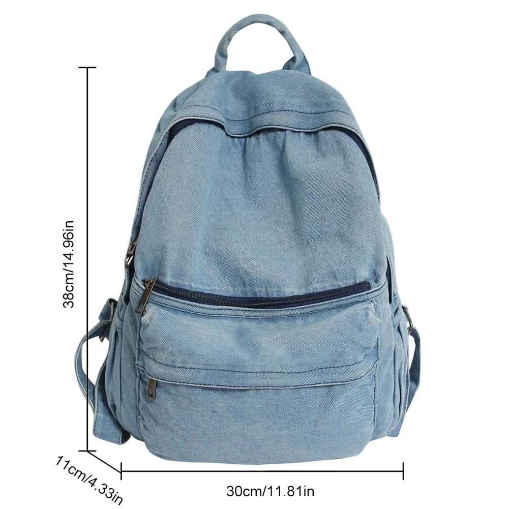 New Gray Denim Backpack Women\'s Leisure Travel Outing Shoulder Bag Female Fashion Schoolbags For Boys And Girls Book Bag Mochila