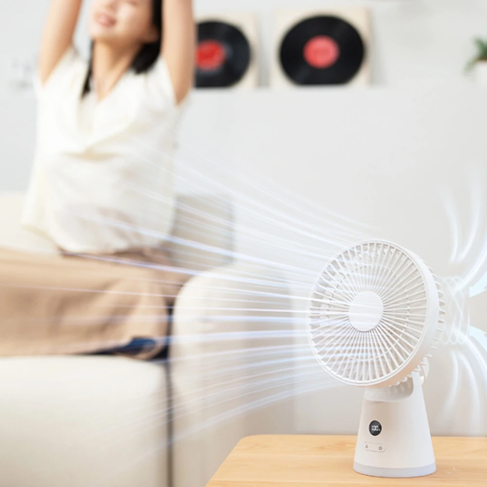 wilwill Portable Desk Fan 3600mAh Cordless Cooling Fan USB 5 Speed Mini Table Fans for Home Office White