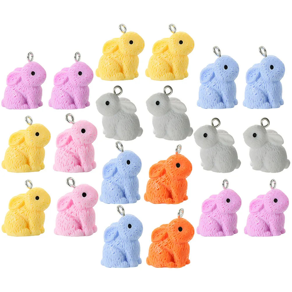 

20Pcs Bunny Pendants Resin Charms DIY Jewelry Making Rabbit Hanging Ornaments for Earrings Bracelet Keychains Bunny Charms
