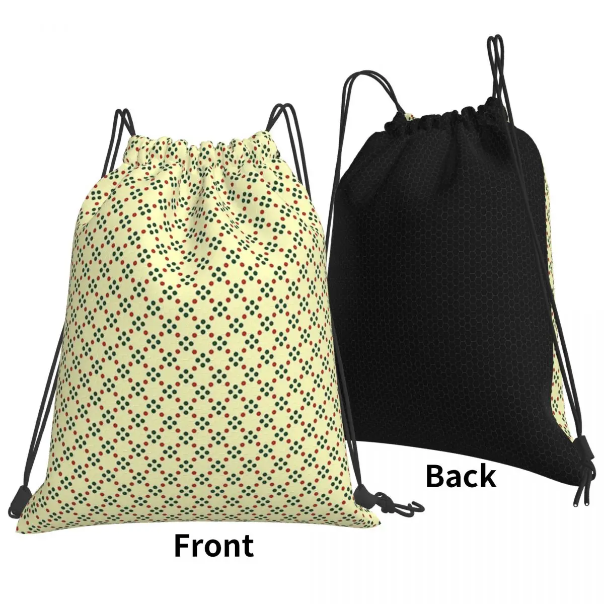 

Red Yellow Dot Pattern Backpacks Multi-function Drawstring Bags Shoes Bag Book Bags for Travel School