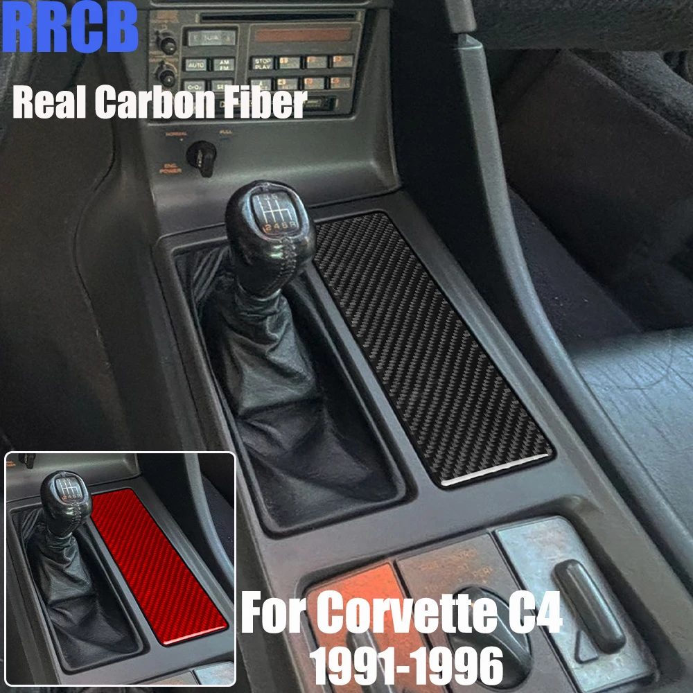 

Real Carbon Fiber Car Accessories Center Storage Trim Soft Cover Sticker For Chevrolet Corvette C4 1991 1992 1993 1994 1995 1996