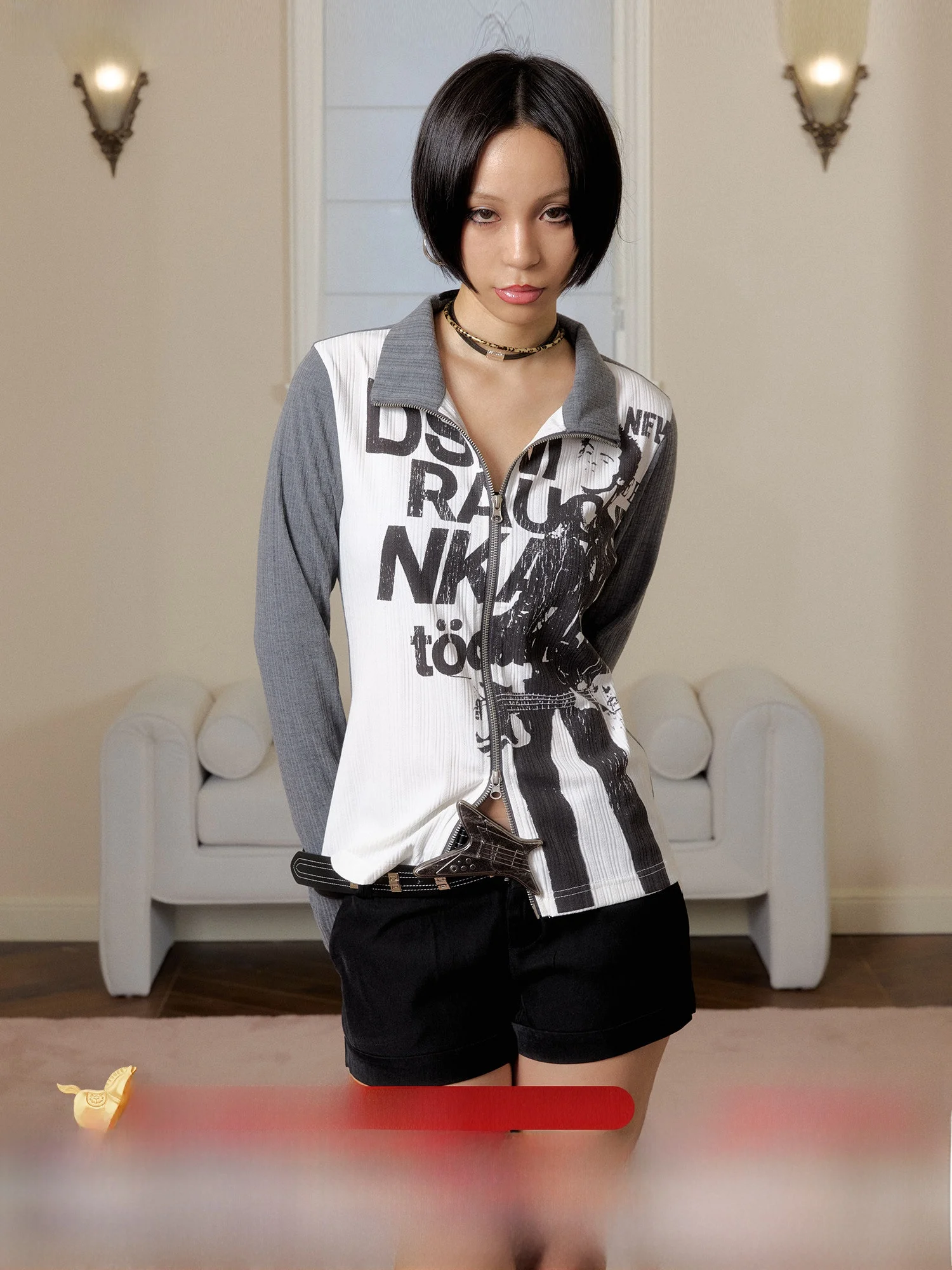 

Punk Sle Slim Fit Long Sve Band Logo Open Cardigan Done Hanun Color Blo Casual Breathable Polyester Fiber Top