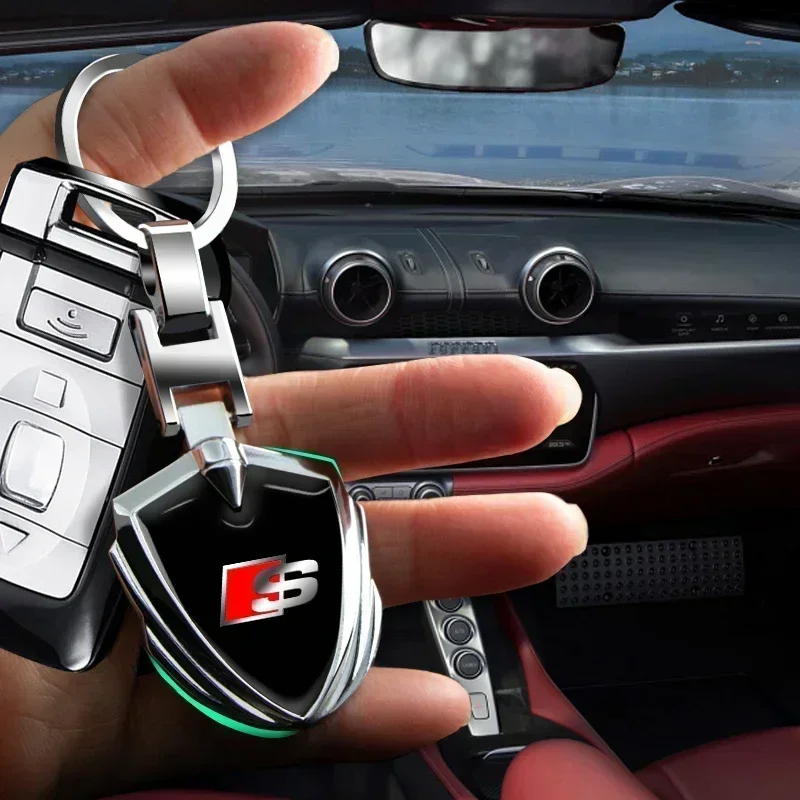 Car Logo Stying 3D Metal Key Rings Shield Shaped Keychain For Audi Sline S6 S7 SQ5 SQ7 A3 A4 A5 A6 A7 A8L Q3 Q4 Q5 Q6 Q7 Q8 TT