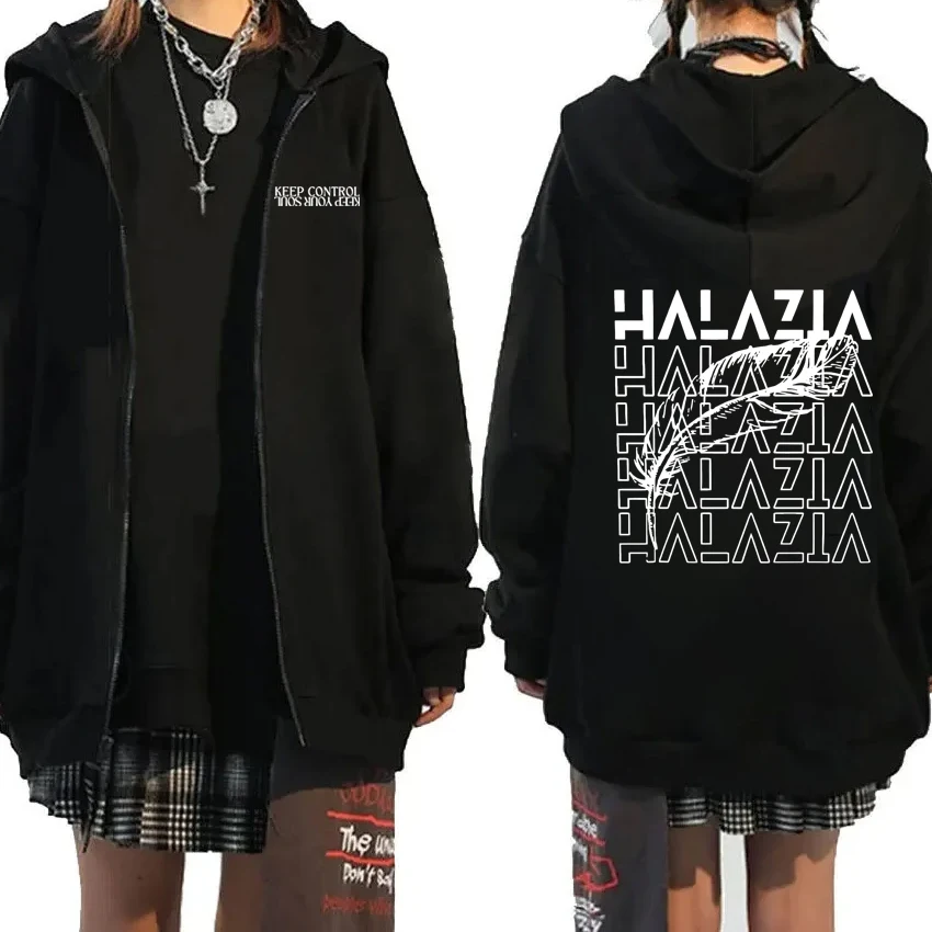 

Fashion Hip Hop Kpop ATEEZ Halazia Print Zipper Hoodie Men Women Long sleeve Jacket Fleece streetwear Autumn Winter Coat Unisex