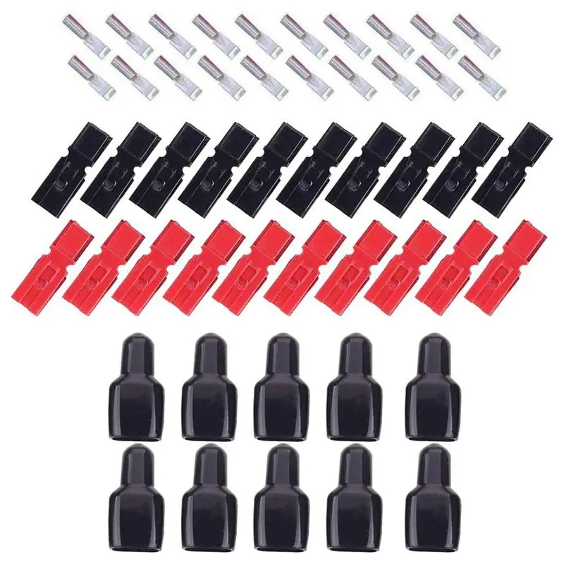 Y50A-10 Pair 30A 600V Power Connectors Replacement With Insulation Cover For Powerpole Interlocking Plug Terminals