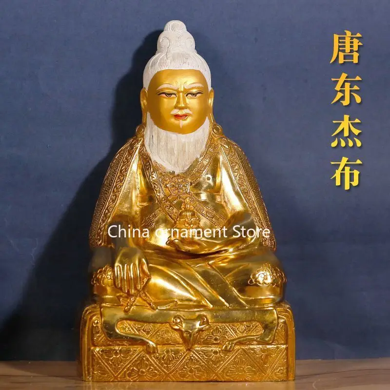 Tibetan-style copper gilt Tang Dong Jiebu bronze statue, the originator of Tibetan opera, bridge master Xizang home tablecloth o