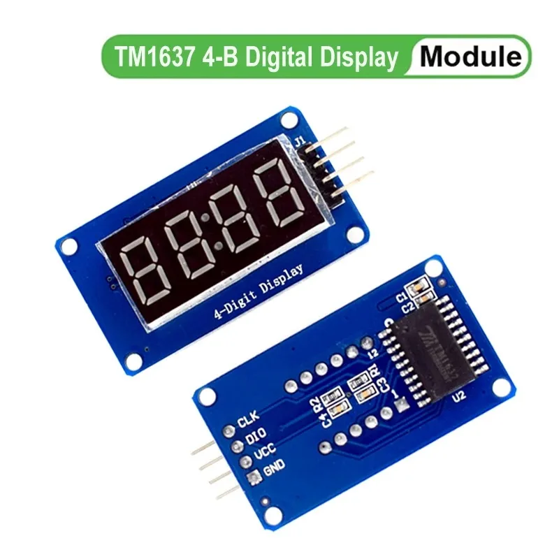 TM1637 4-digit digital display module with adjustable LED brightness and clock point block