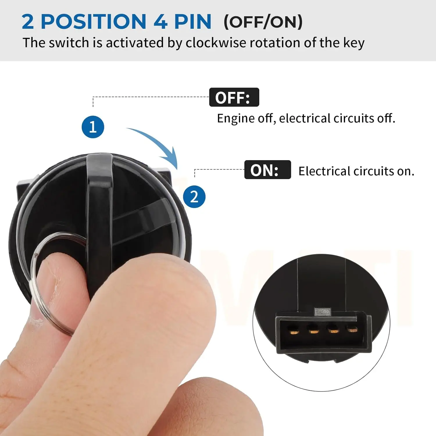 2 Position 4 Pin Ignition Starter Switch Key For Polaris Trail Boss Blazer Sportsman Scrambler ATV 2000 2001 4110264 4012163
