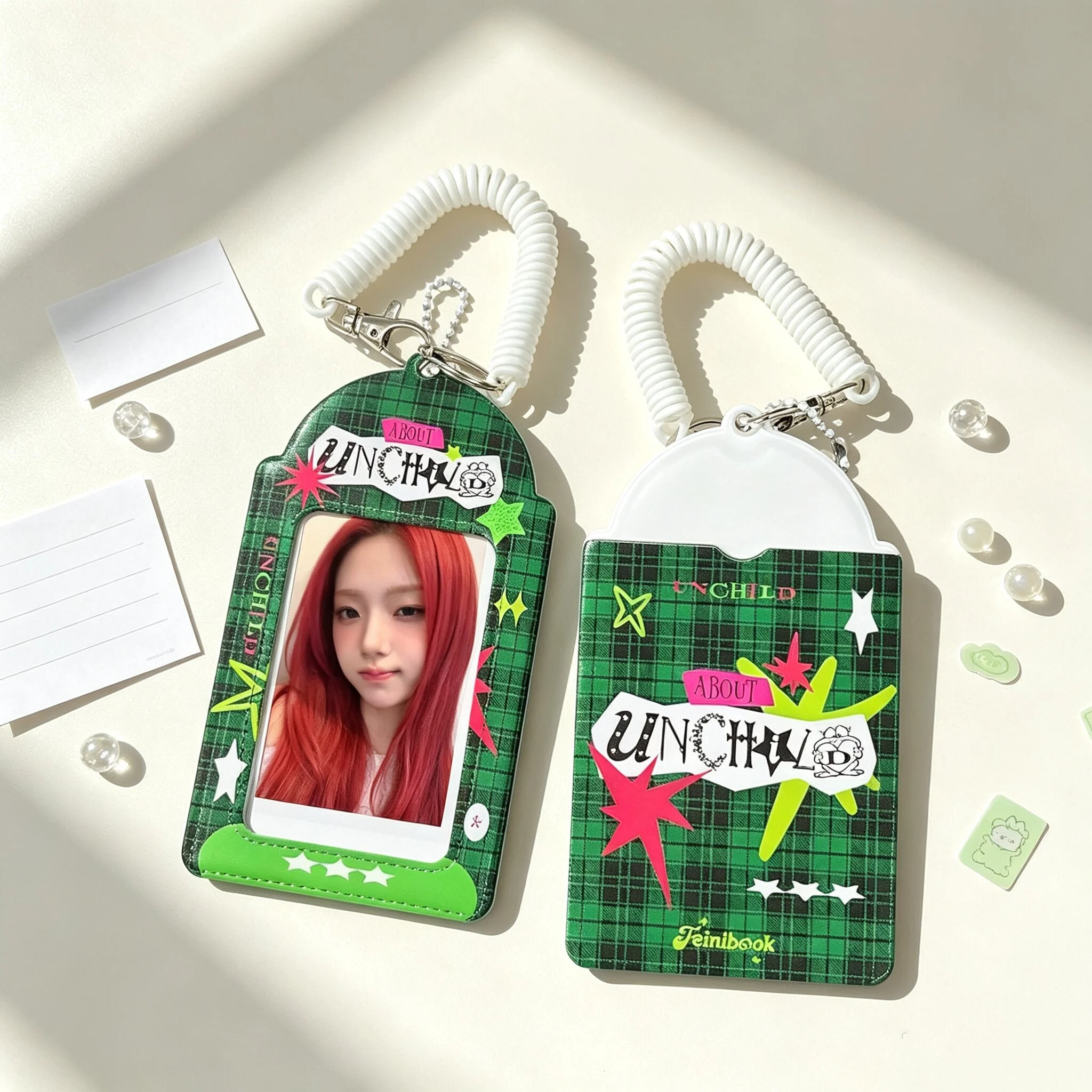 Держатель для фотокарточек UNCHILD с пружинным шнурком-ремешком YEEUN HEEKIE TINA AKO EVON HAEUN, защитный чехол для карт, держатель для ID-карт, брелок, подарок для фанатов
