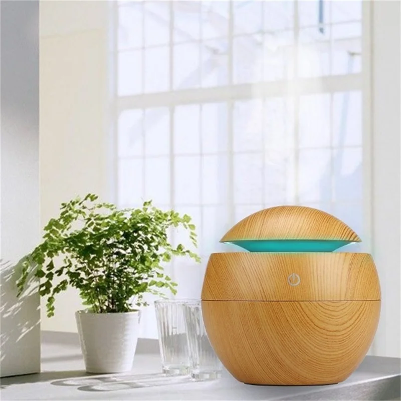 

Cute Wood Grain Round Ball Humidifier Desktop Aroma Diffuser Fragrance Fog Spraying Bedroom Bathroom Air Freshener Deodorant