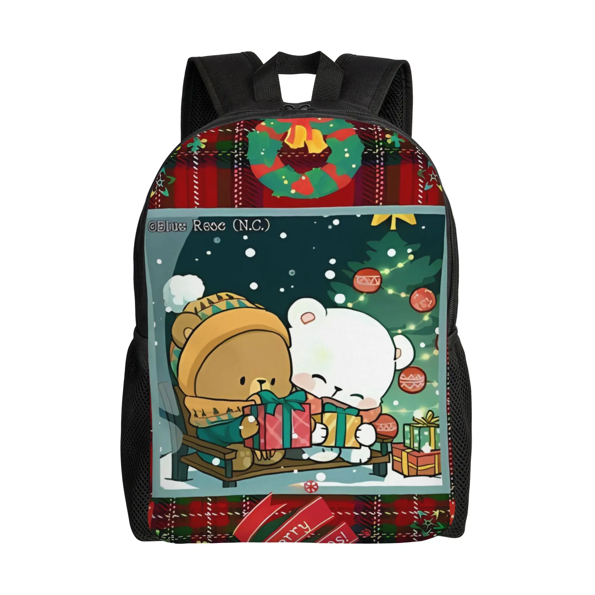 

Bubu Dudu Christmas Pattern Plaid Cartoon Backpack Outdoor Style Backpacks Boy Girl Streetwear School Bags Lightweight Rucksack