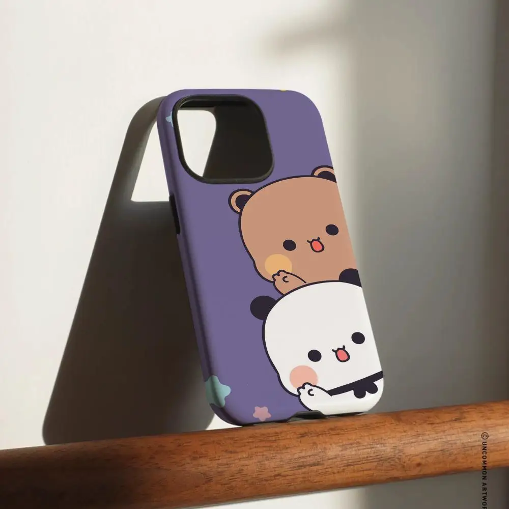 Niedliche Bubu Dudu Handyhülle für iPhone 17, 16, 15, 14, 13, 12 Pro Max Plus, glänzende HD-Doppelschicht-Flüssigkeitshartschale