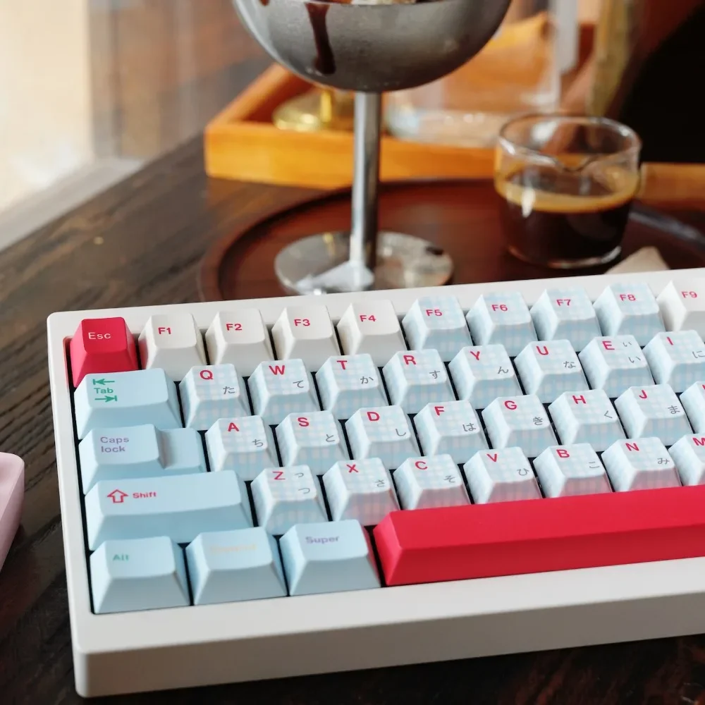 

Cute Showa Style Keyboard Cap Cream Soda Theme Keycap Set PBT Custom Cherry Profile KeyCap for Five Sided Sublimation KeyCap
