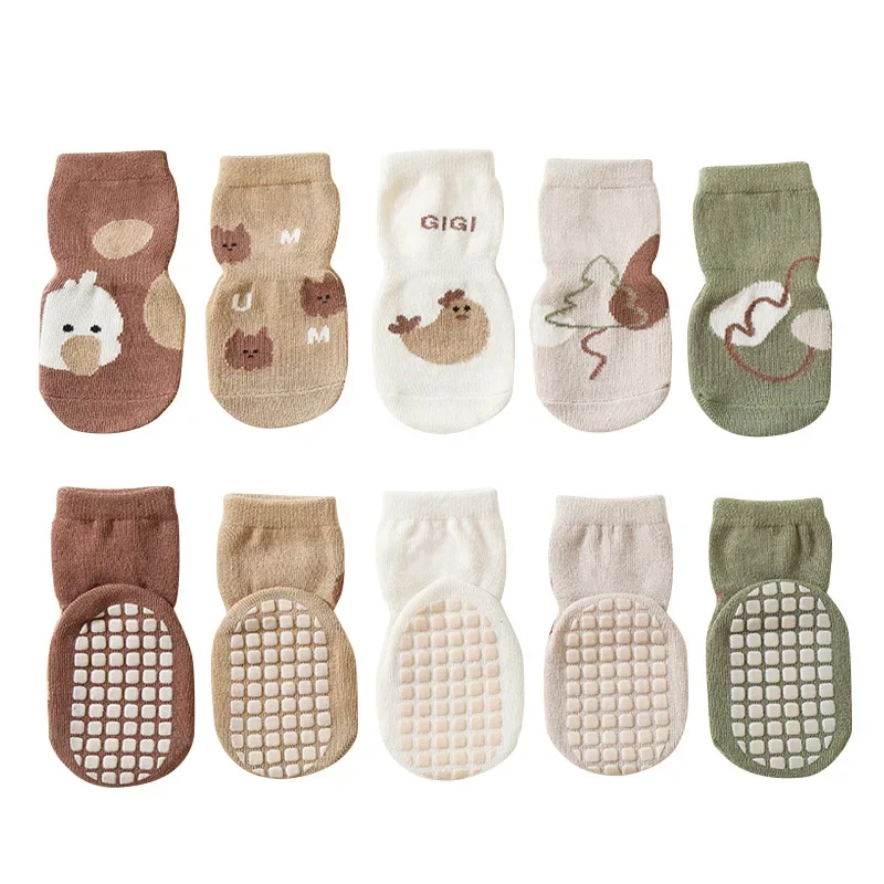 New Autumn Winter Kawaii Baby Tube Socks Babies Non-slip Floor Sock Cartoon Bear Duck Cotton Print Newborn Toddler Accessories