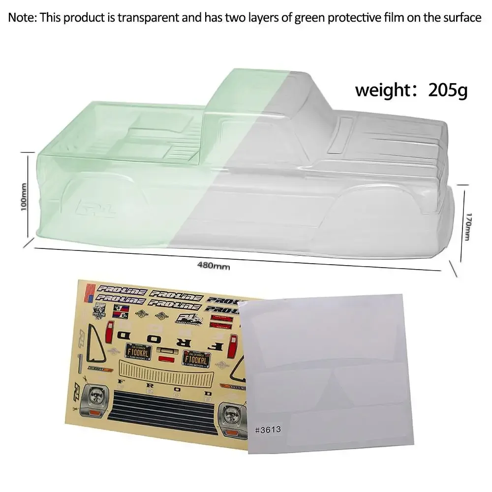 

12.3" 313mm Wheelbase Clear Pickup Body Shell for 1/10 RC Crawler TRX4, Axial SCX10 II 90046, RGT 86100, CC01, TF2, YK4101