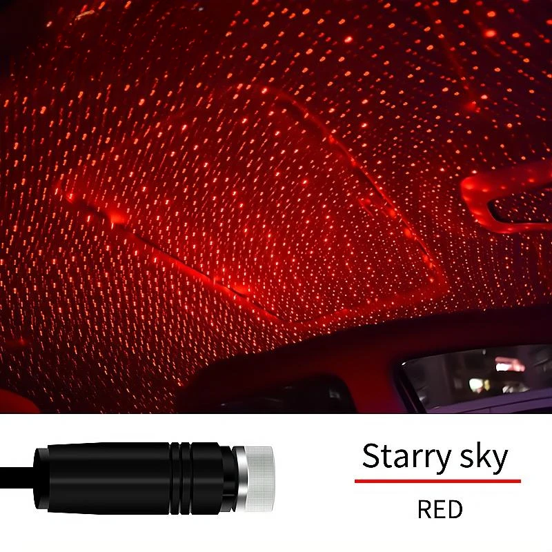 Auto USB Atmosphere Lamp DC 12V Star Ceiling Reading Laser Projection Decorative Red Led Car Trunk Roof Interior Dome Read Light