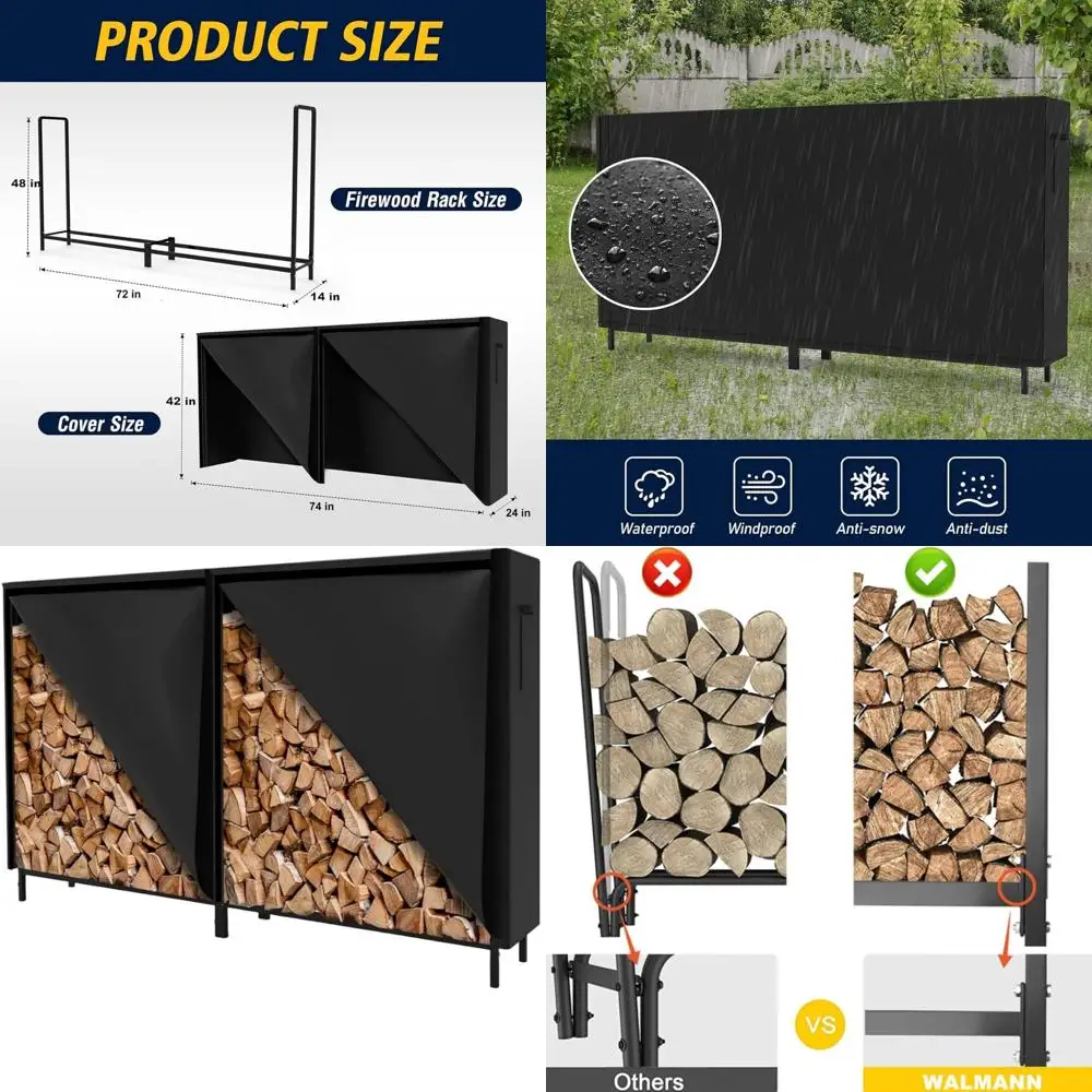 

Heavy-Duty Outdoor Log Rack with 600D Fabric Cover for Indoor/Outdoor Wood Storage