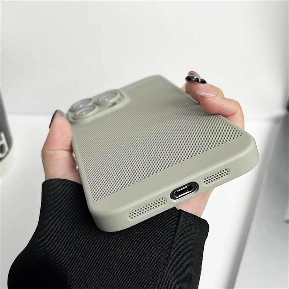 Original Kühlung Matte Wärmeableitung Fall Für iPhone 17 16 15 14 13 12 11 Pro Max X XS Max XR 7 8 Plus 17 Luft Metallic Abdeckung – Detail 3