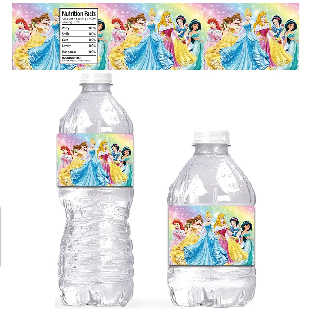 10/30Pc Water Bottle Labels for Disney Princess Birthday Party Decoration Princess Personalized Stickers Baby Shower Party Gifts