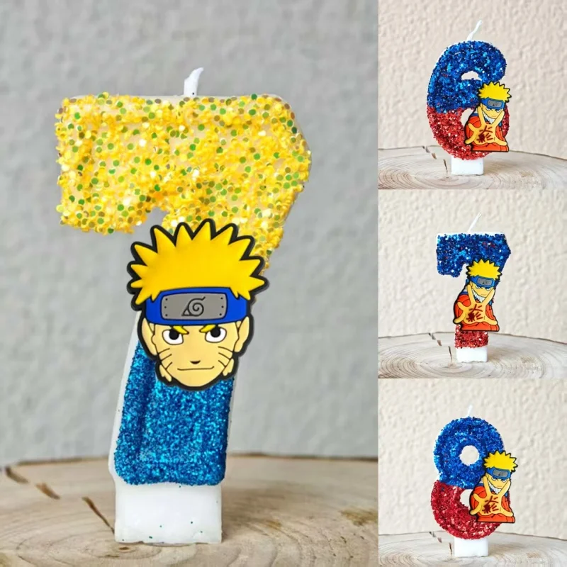 Velas de Naruto con tema de 0 a 9, velas con números, decoración de pasteles, adorno para tarta de Baby Shower, regalo de fiesta de cumpleaños para niños