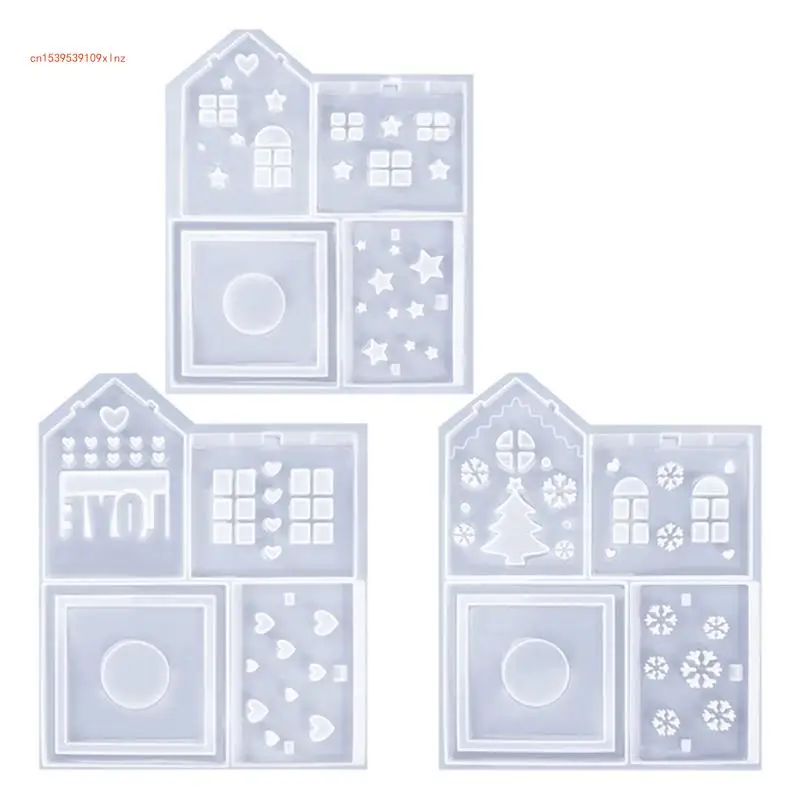 

Multipurpose Christmas Cottages Sturdy Silicone Castes Mold Set Craft Supplies Festival Accessory for Enthusiasts