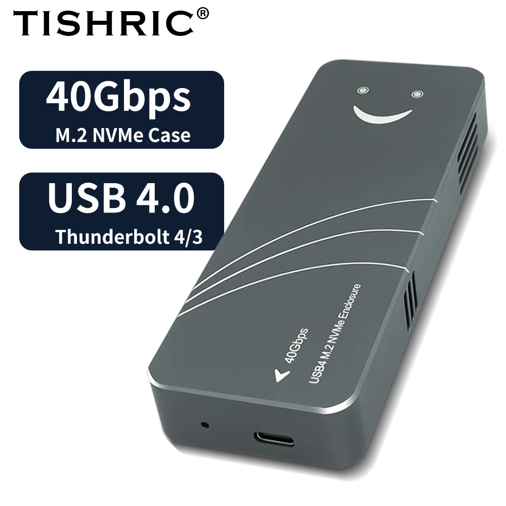 TISHRIC USB4/TB4 M.2 NVMe 인클로저-40Gbps(냉각 팬 포함) |   2280 B+M 키 SSD 최대 4TB 지원 USB-C 3.2/4.0 TB3/4 호환 가능