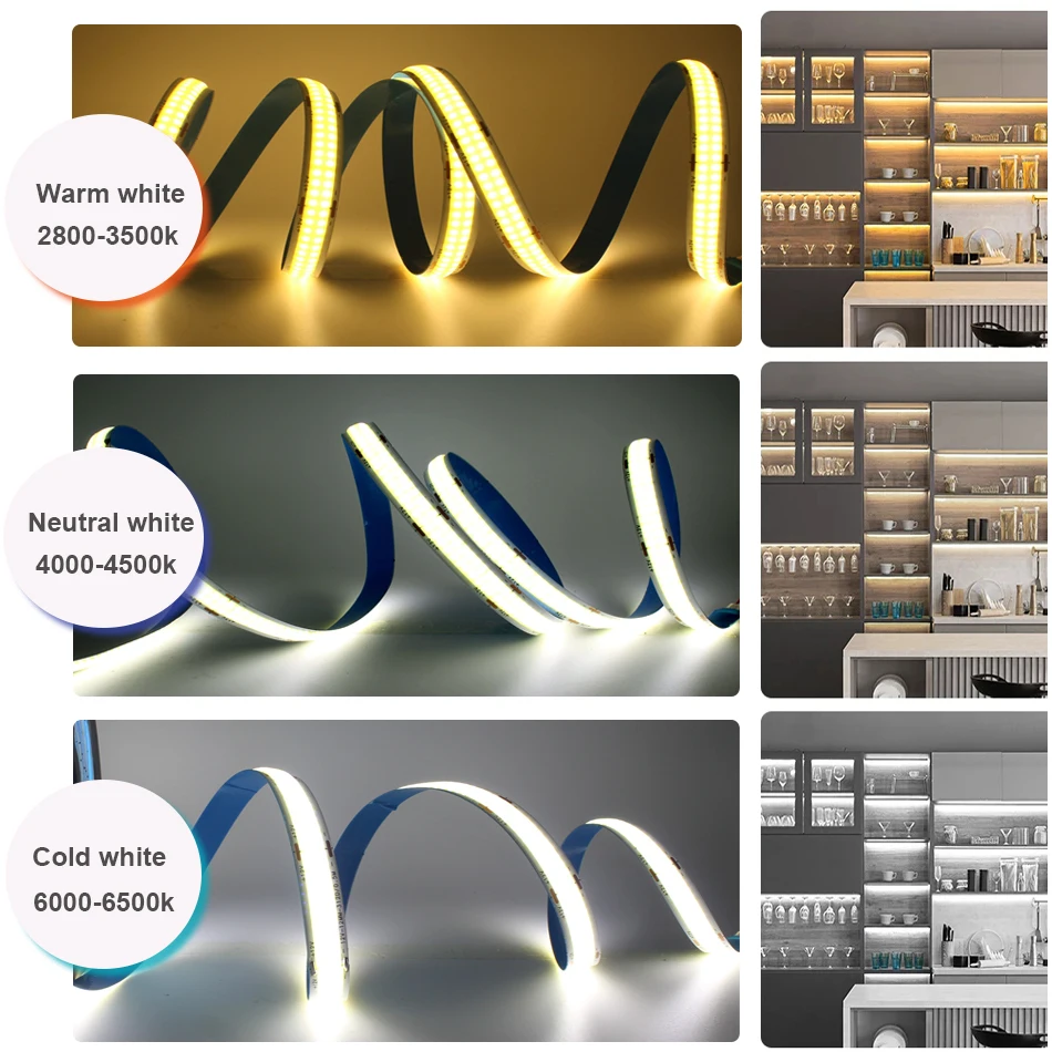 DC24V COB LED Light Strip Double Row Super Bright 600 LEDs/m Elastyczna ściemnialna taśma LED RA90 Oświetlenie LED 3000K 4000K 6500K