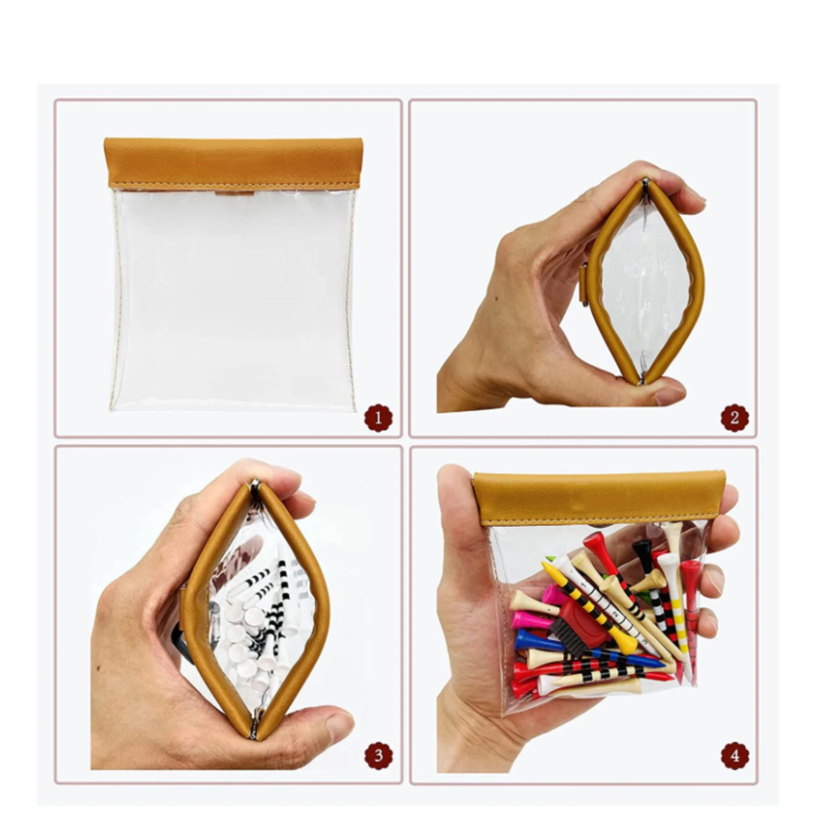 Golf Tees Pouch Golf Ball Bag With Clip Transparant Golf Nails Tote Bag Outdoor Sports Golf Accessories Jewelry Phone Wallet Bag