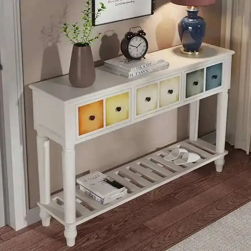 Picture for Partition Creative American Console Tables for Balcony Rectangular Living Room Poplar Console Table Storage Tables