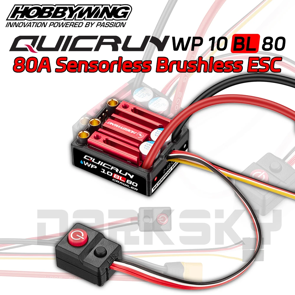 

HOBBYWING QuicRun WP 10BL80 80A Sensorless Brushless Brushed ESC for 1/10 RC Model Car Crawler Accessories